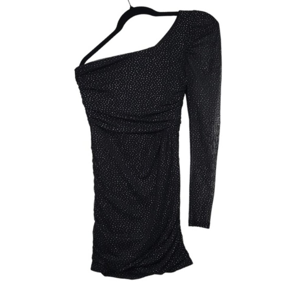 Lucy In The Sky Womens Larissa One Shoulder Glitter Mesh Mini Dress Size XS - Picture 4 of 7
